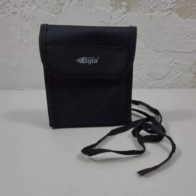 Bijia Binocular Pouch Adjustable Strap Hook & Loop Single Pocket Black Canvas
