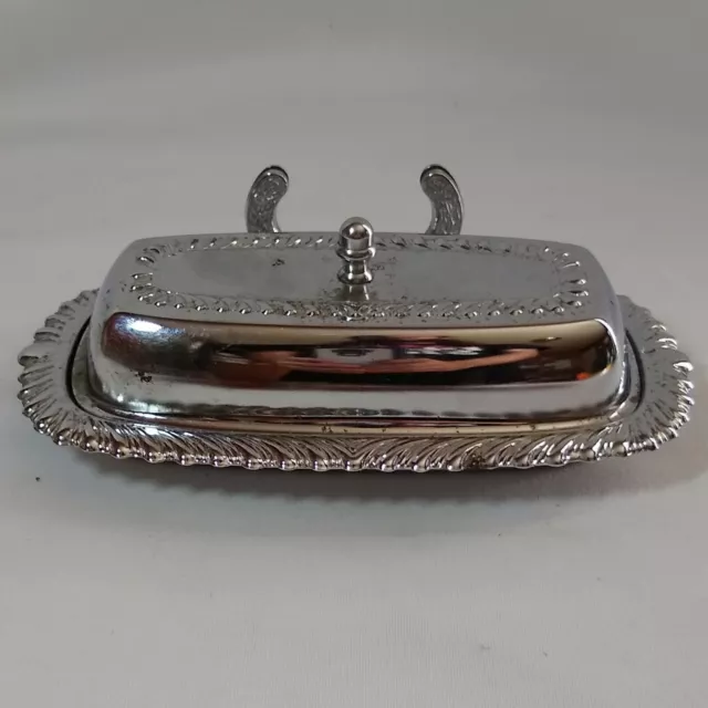 Ironware Vintage Silver Butter Dish With Knife Holder