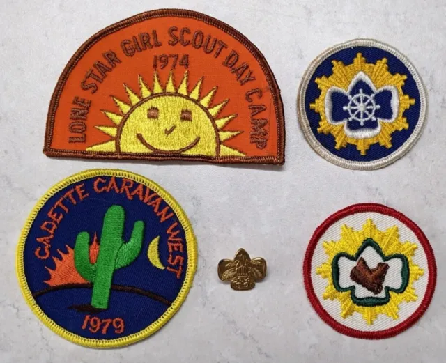 5 Girl Scouts Badges: 1 Metal and 4 Fabric