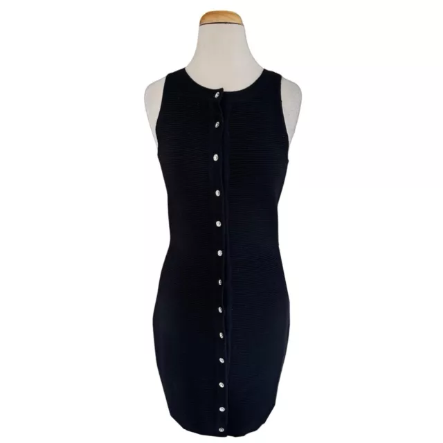 ANNE KLEIN II vintage black sleeveless wool petite dress Sz S knit bodycon