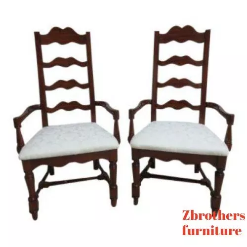 Pair Pennsylvania House Cherry Ladderback Dining Room Desk Arm Chairs Set A