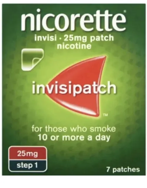 Nicorette Invisipatch 25 mg nicotina paso 1 dejar de fumar 7 parches invisi