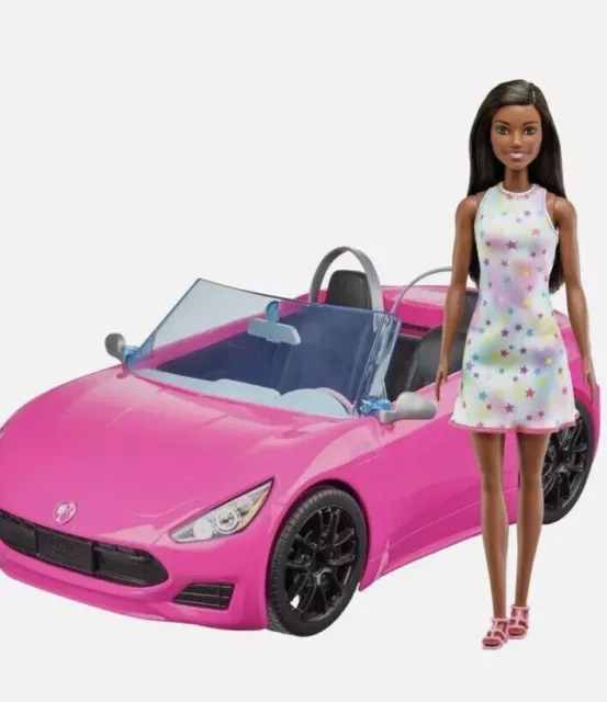 Barbie Glam Convertible Pink Car 2 Seat  With Barbie Doll New