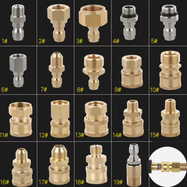 Pressure Washer Quick Connect Adapter Connectors 1/4" Male/Female Coupling Brass