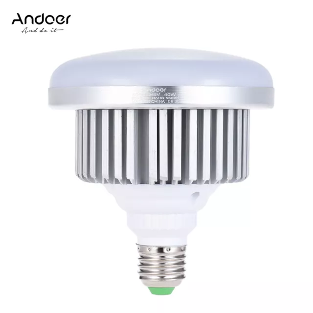 Andoer LED Light Bulb E27 40W 5500K Lamp for Profession Photo Studio Video X3N6