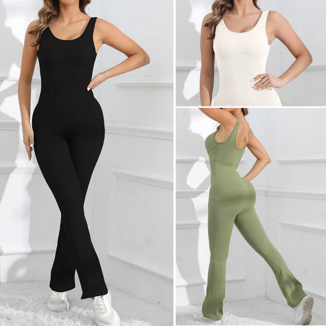 Gilet Donna Sexy Tuta Slim Bell Bottom One Piece Palestra Allenamento Body Yoga