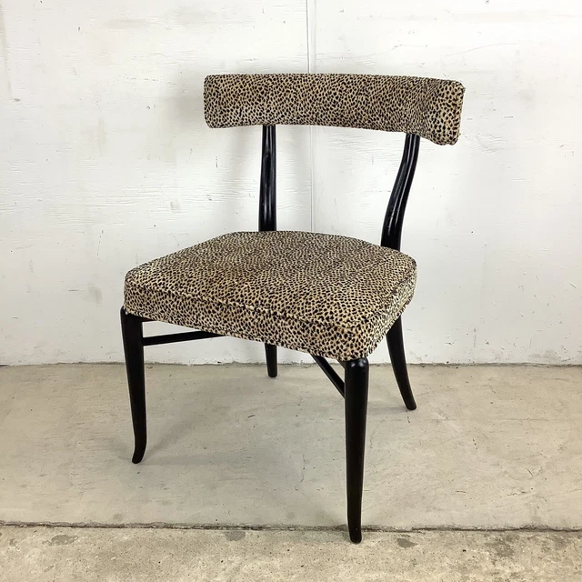 MCM Leopard Print Klismos Chair Attributed to t.h. Robsjohn-Gibbings