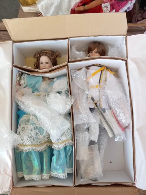 Paradise Galleries Cinderella and Prince Charming Porcelain Dolls. New