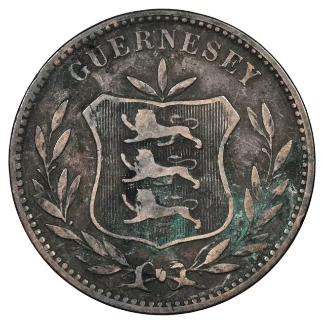 Guernsey 8 Doubles 1889 Bronze KM.7 Münze Kolonial British