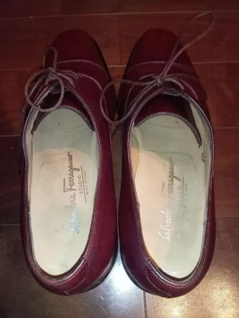 SALVATORE FERRAGAMO STUDIO Straight Chisel Toe Dress Shoes Burgundy ...