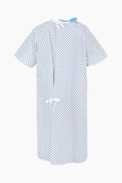 Unisex NHS Patient Gown Wrapover White & Blue Diamond Print - Pack of 1