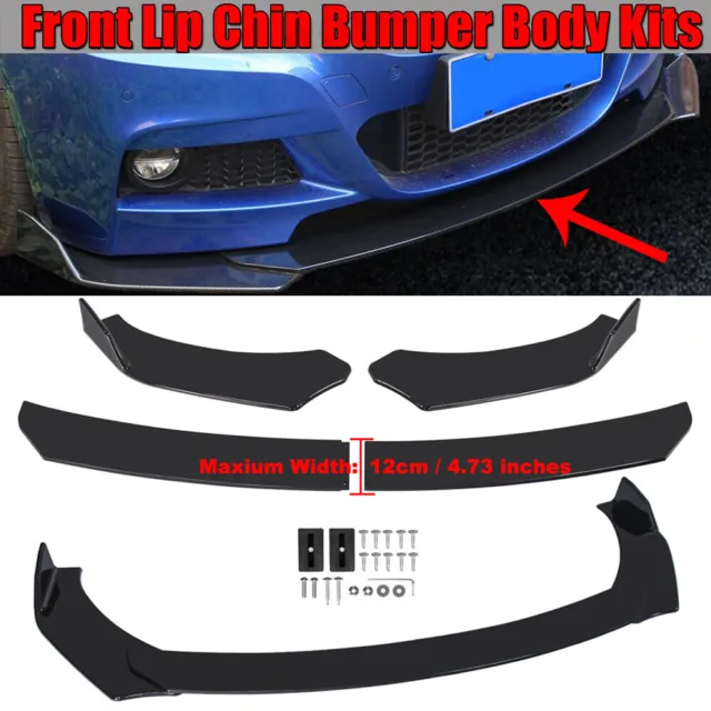 Universal Gloss Black Car Front Bumper Protector Lip Body Spoiler Splitter Kit