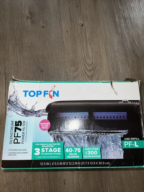 Top Fin 40-75 Gallon SilentStream Power Filter 3 Stage Fish Tank Filtration New