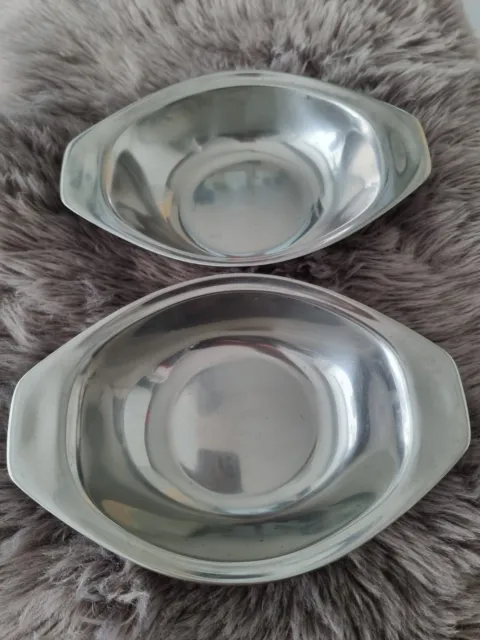 2 X Vintage WMF CROMARGAN GERMANY stainless Steel Serving Dishes