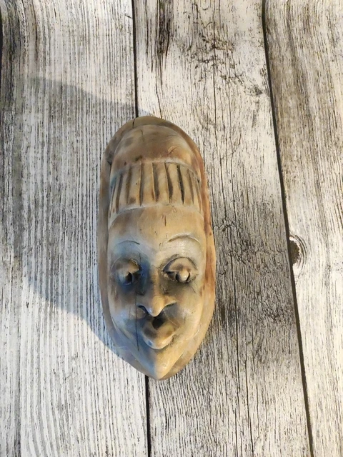 Masque Africain Peint à La Main En Bois - Décoration Murale Style Aborigène, 50.8cm De Haut - Bois D'Albesia Sculpté