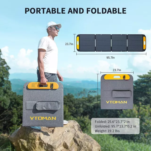 VTOMAN 220W Tragbar Solarpanel für Powerstation 19V 23% Efficiency SolarPanel 2