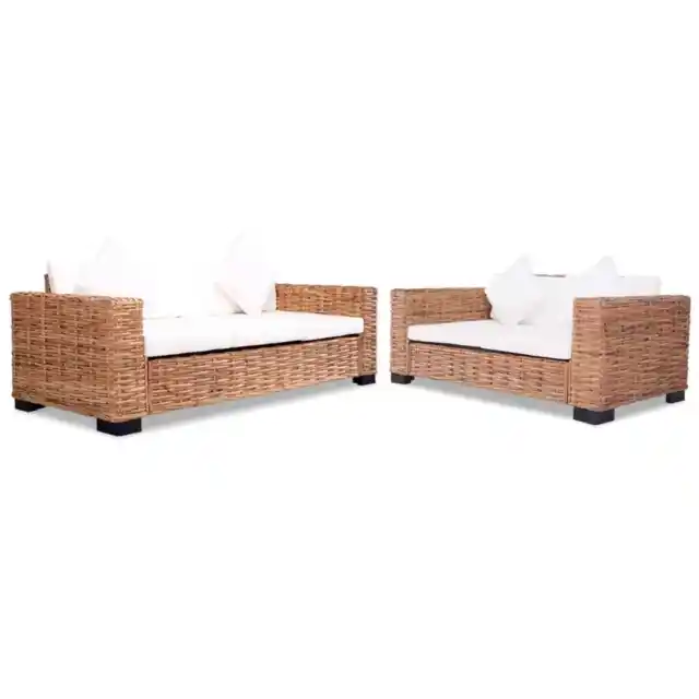 Sofagarnitur 15-tlg. Rattan Natur Lounge Sofa Loungesofa Sessel Couch vidaXL