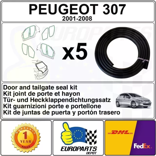 PEUGEOT 307 5 Portes Kit De Joints Pour Les Portes & Hayon 9023Ke
