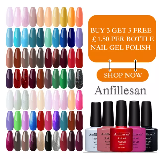 Anfillesan Gel Nail Polish Soak off UV LED Nail Gel Top Coat Base Coat Gel Nails