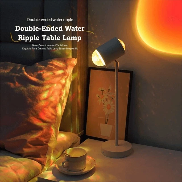 360 Rotation Lamp 16 COLORS WATER Ripple Lamp Dual-Head Design 360° Rotation Sunset Lamp ...