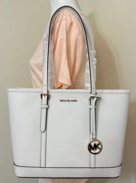 Michael Kors Jet Set Travel MK LOGO Leather Small Top Zip Shoulder Tote Bag 2