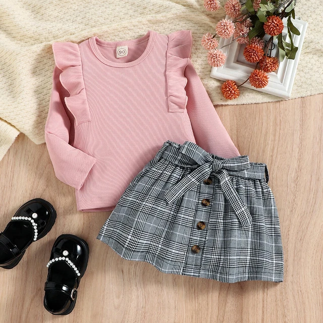Top arricciacapelli per bambine + gonne abiti abito festa bambino set abiti fiocco 9