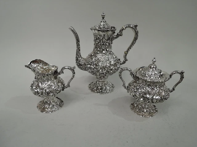 Stieff Caffè Set 28 Antico Baltimore a Sbalzo Americana Argento Sterling 1918
