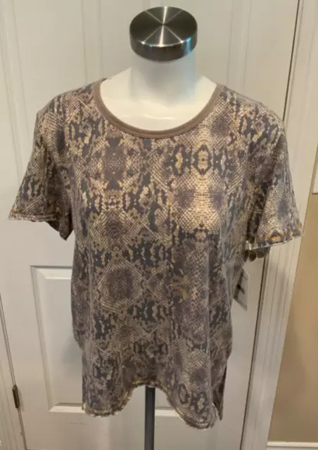 We The Free: Free People Brown Snakeskin Print T-Shirt, Size XS, NWT!