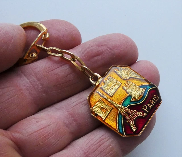 Bracelet Souvenir Ancien Paris - Métal Argenté Avec Blason Tour Eiffel - Occasion