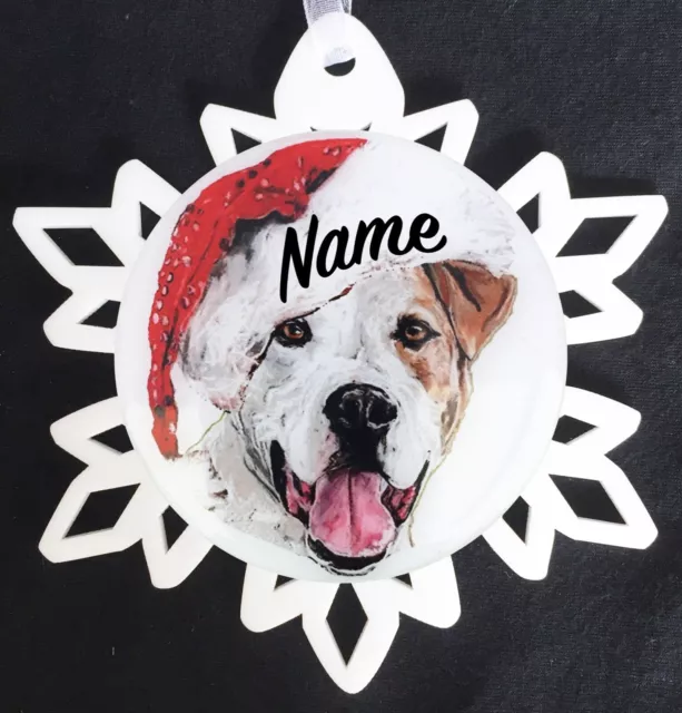 Santa Pit Bull Terrier Dog Breed Christmas Ornament - Free Personalization