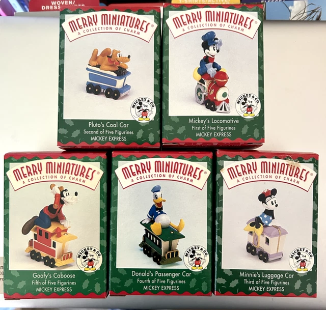 Hallmark 1998 Complete Set of 5 Mickey Express Disney Train Merry Miniatures NEW
