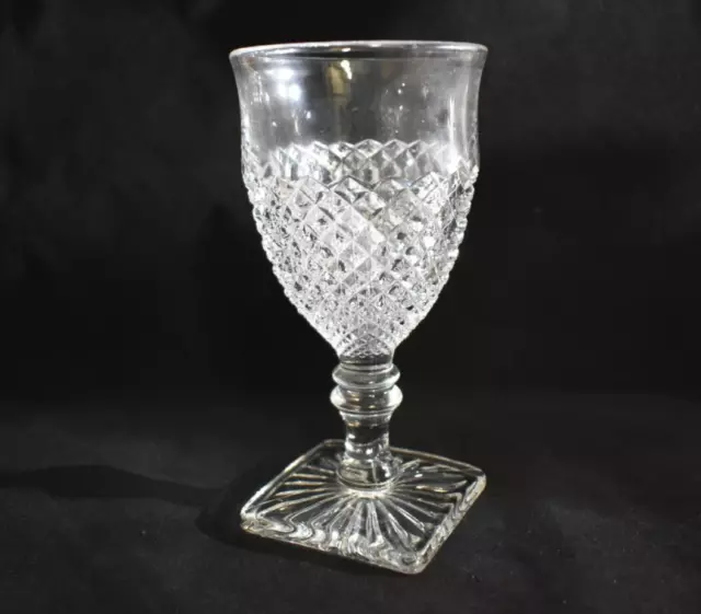 Vintage WESTMORELAND - Clear Glass English Hobnail Square Base - Water Goblet