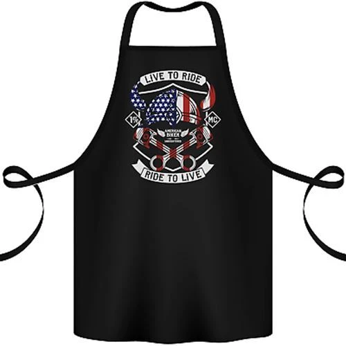 American Biker Motorbike Motorcycle USA Cotton Apron 100% Organic