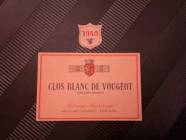 01 Etiquette Clos Blanc De Vougeot 1949 Sarrazin Wine Label