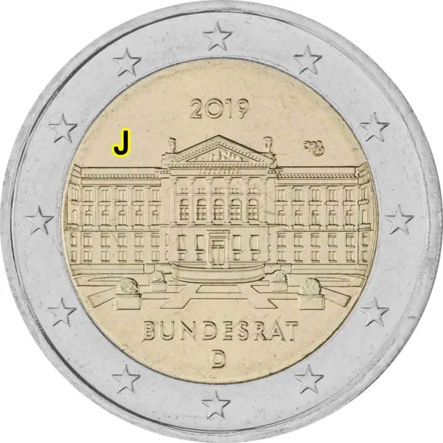 2 Euro Gedenkmünze Deutschland 2019 bankfrisch - Bundesrat Berlin - J Hamburg