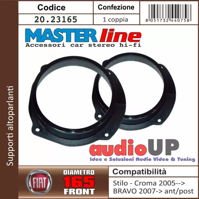 SUPPORTI ALTOPARLANTI DIAM 165 mm FIAT CROMA DAL 2005 IN POI. COPPIA ADATTATORI