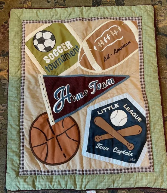CoCalo Baby Blanket Sports All American Crib Quilt Football Baseball Soccer