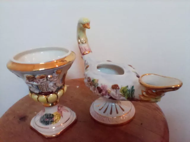 Vintage Keramos R Capodimonte  Decorated Urn and Vase / Jug.