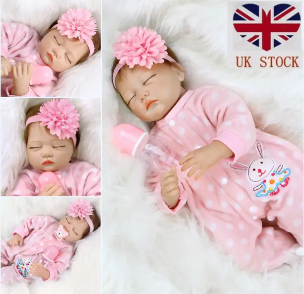 22'' Reborn Baby Dolls Lifelike Vinyl Silicone Handmade Newborn Doll Xmas Gift