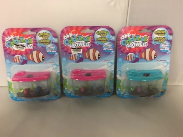 Set Of 3 ORB Odditeez Groweez Fish Grow 400% Just add water in Aquarium Tank NIP