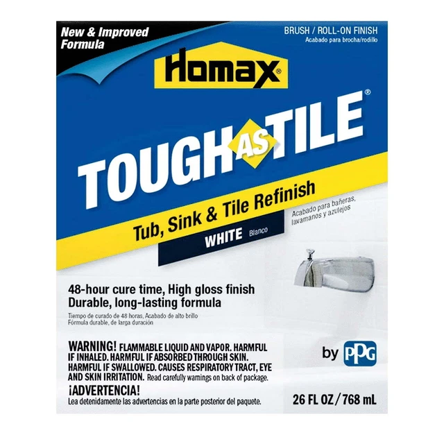 Homax 3158 26 Oz White Tough As Tile® Tub, Sink & Tile Refinish Brush-On Epoxy
