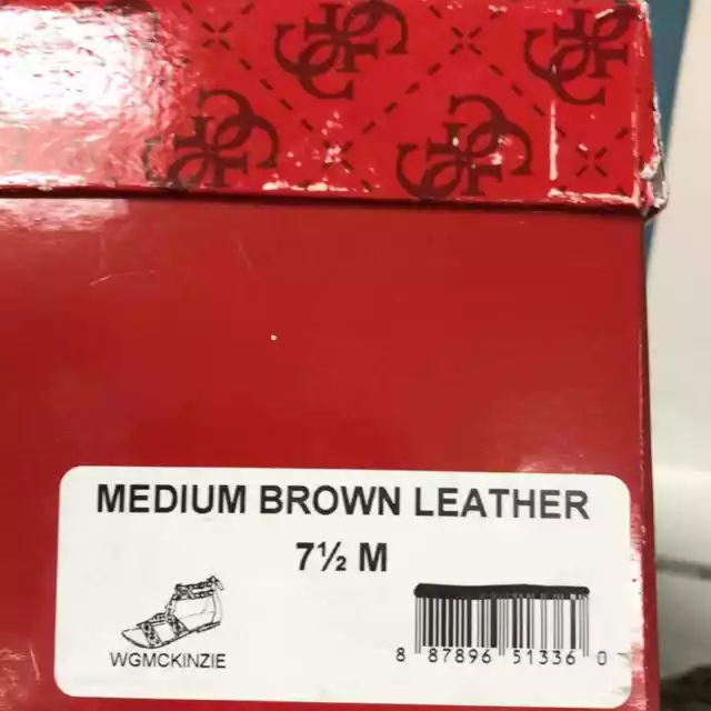 Guess MCKINZIE medium brown leather sandals women’s size M 2