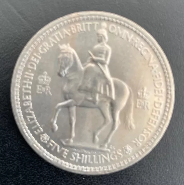 1953 Queen Elizabeth II Coronation Crown Commemorative Five 5 Shilling Coin