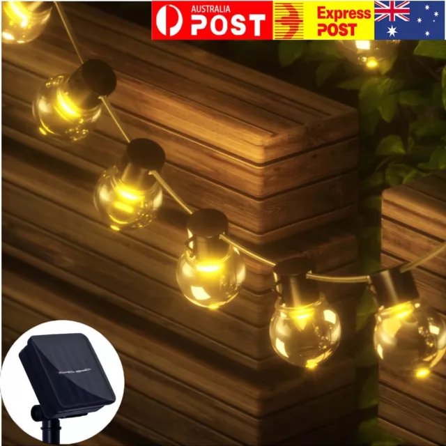 Solar Festoon Light LED String Outdoor Garden Party Globe Retro Bulbs Home Deco