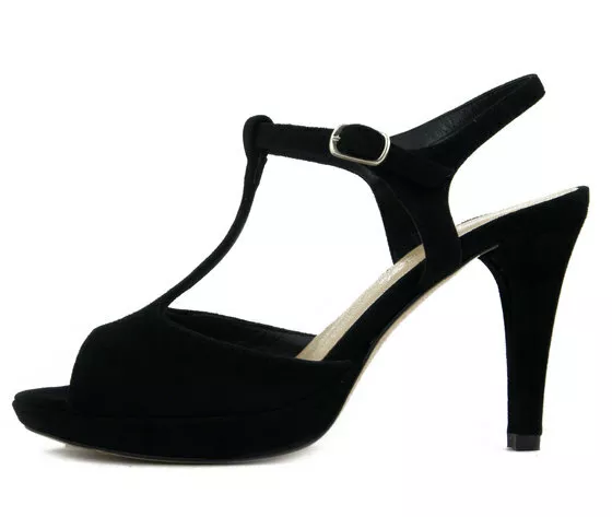 Sandales Femmes Élégant Cérémonie Véritable Cuir en Daim Noir Talon Haut Femmes