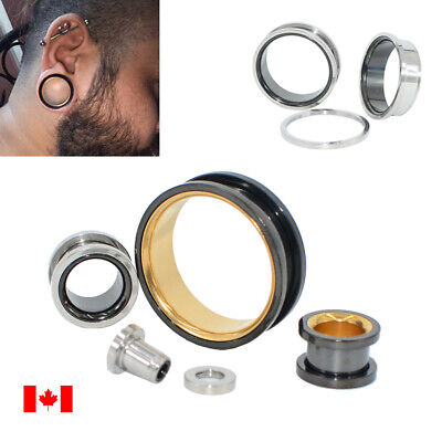 Pair Stainless steel Ear Gauges Ear plugs Flesh Tunnel Ear Tunnel two tone color