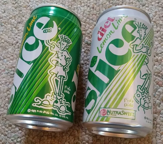 2 DIFFERENT Vintage VERY RARE Slice Soda Pop CANS LEMON LIME / DIET - PEPSICO