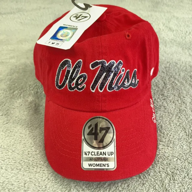 Ole Miss Hat Cap Women’s Adjustable Red Rebels Sequined SEC 47 Clean Up