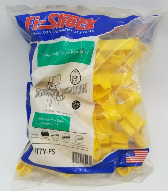 One Fi-Shock ITTY-FS Yellow T-Post Electric Fence Polytape Insulators 309-616FS