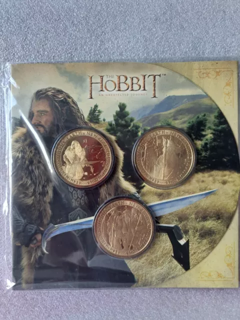 Scarce 2013 New Zealand One Dollar 3 Coin Set The Hobbit An Unexpected Journey